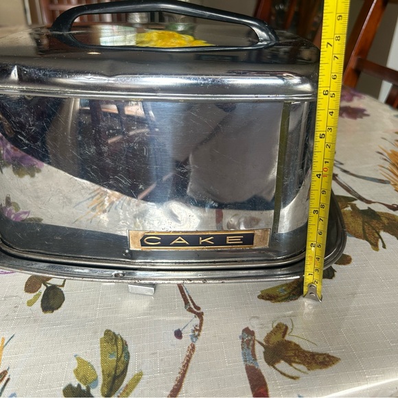 Vintage MCM Lincoln Beautyware Square Cake Cover Serving Carrier Pan chrome USA - Picture 12 of 13